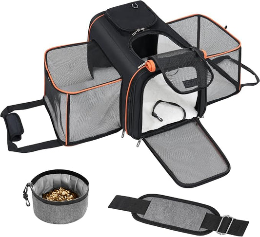 Cat Carrier,Portable Pet Carrier Bag for Cats and Small Dogs,Foldable Soft-Sided and Scratch-Proof mesh Cat Bag Pet Carriers,Airline Approved Pet Carrier,Pet Travel Carrier Up to 15 Lbs,Black