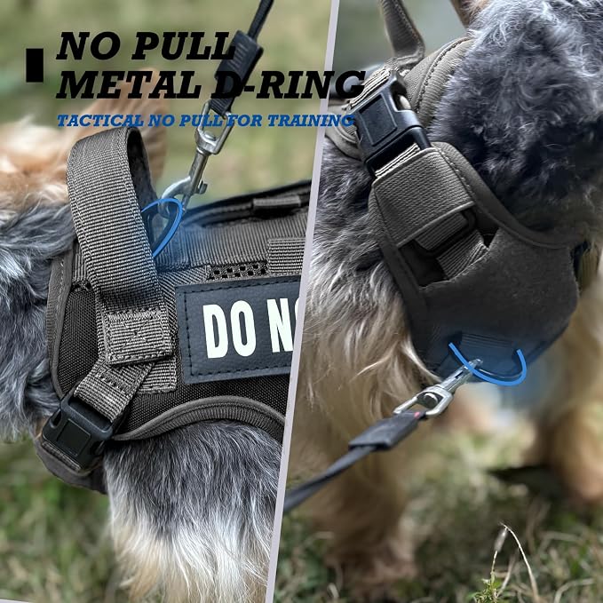 Tactical Dog and Cat Harness for XS and Small Puppy, Air Pet Vest No Pull with Reflective Do Not Pet Patches, Breathable Dog Molle Vests for Training Walking Hunting Black
