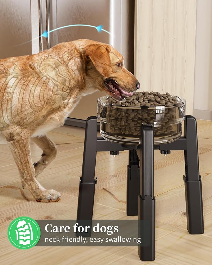 Dog Bowl Stand with Adjustable Height and Width [Stand Only] | Elevated Pet Water & Food Bowl for Medium Dogs, Stable and Anti-Slip Raised Bowl