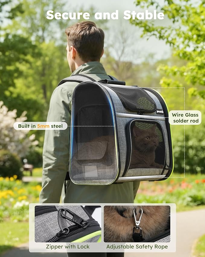 pecute Cat Backpack Expandable, Cat Carrier Backpack with Breathable Window