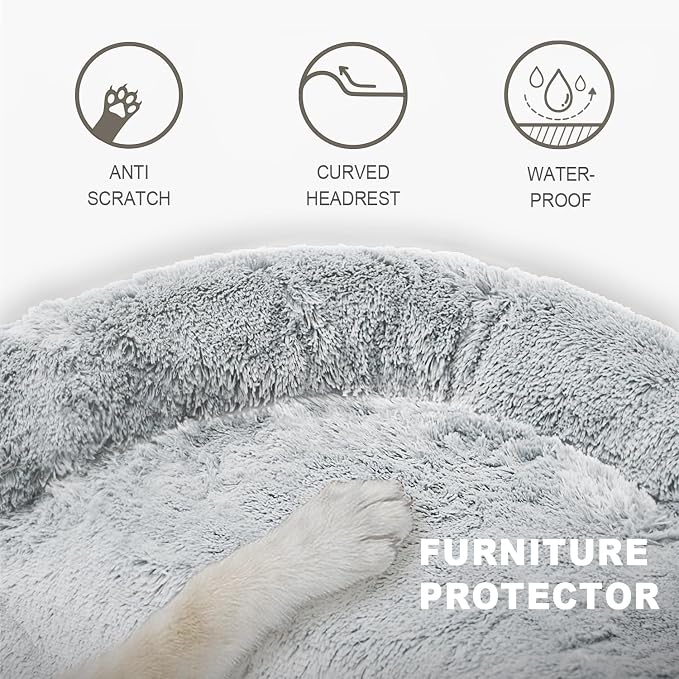 Calming Dogs/Cats Bed Mats, Dog Pad Washable Removable Couch Cover, Plush Long Fur Mat for Pets, Waterproof Lining, Perfect for Small, Medium and Large Dogs and Cats (Gradient Gray, M)
