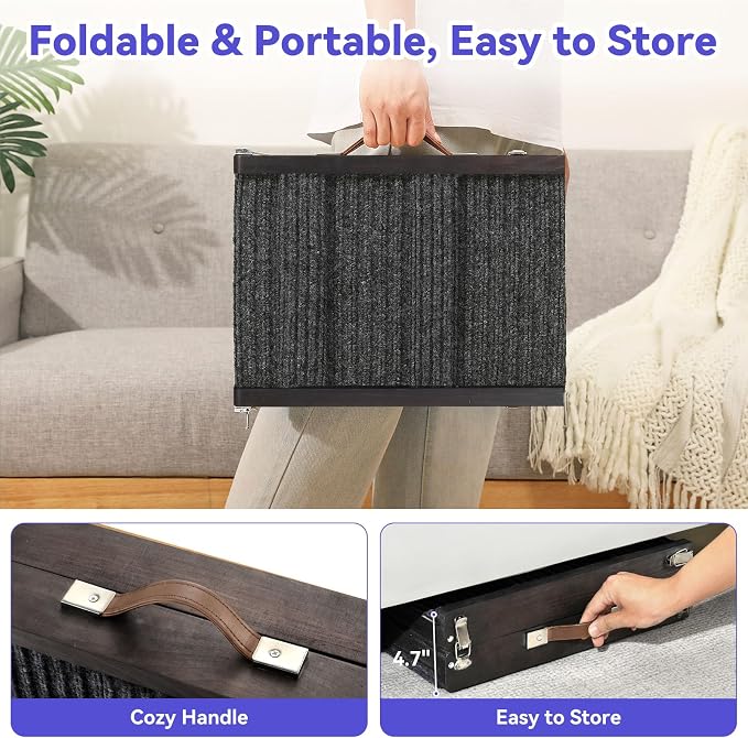 2026 Upgraded Dog Ramp for Couch, Foldable Small Dog Ramp for Sofa, 5 Adjustable Height from 9.8" to 20.5", Portable Stable Pet Step with Non-Slip Pad, Pet Ramps Use for Couch Stairs, Black