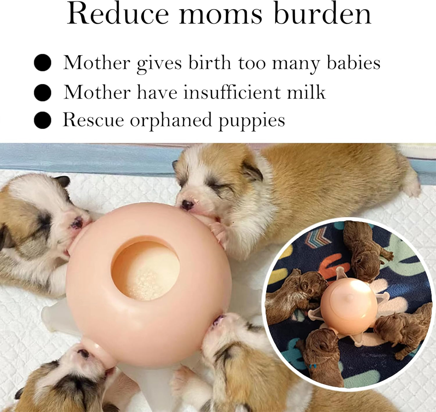Doggiema puppy's feeders Nipple Feeder Puppy Feeding Milk replacer Nursing Station puppy's Bottles Dongdong pet (Pink, M Size Bowl (Small/Medium Puppy)