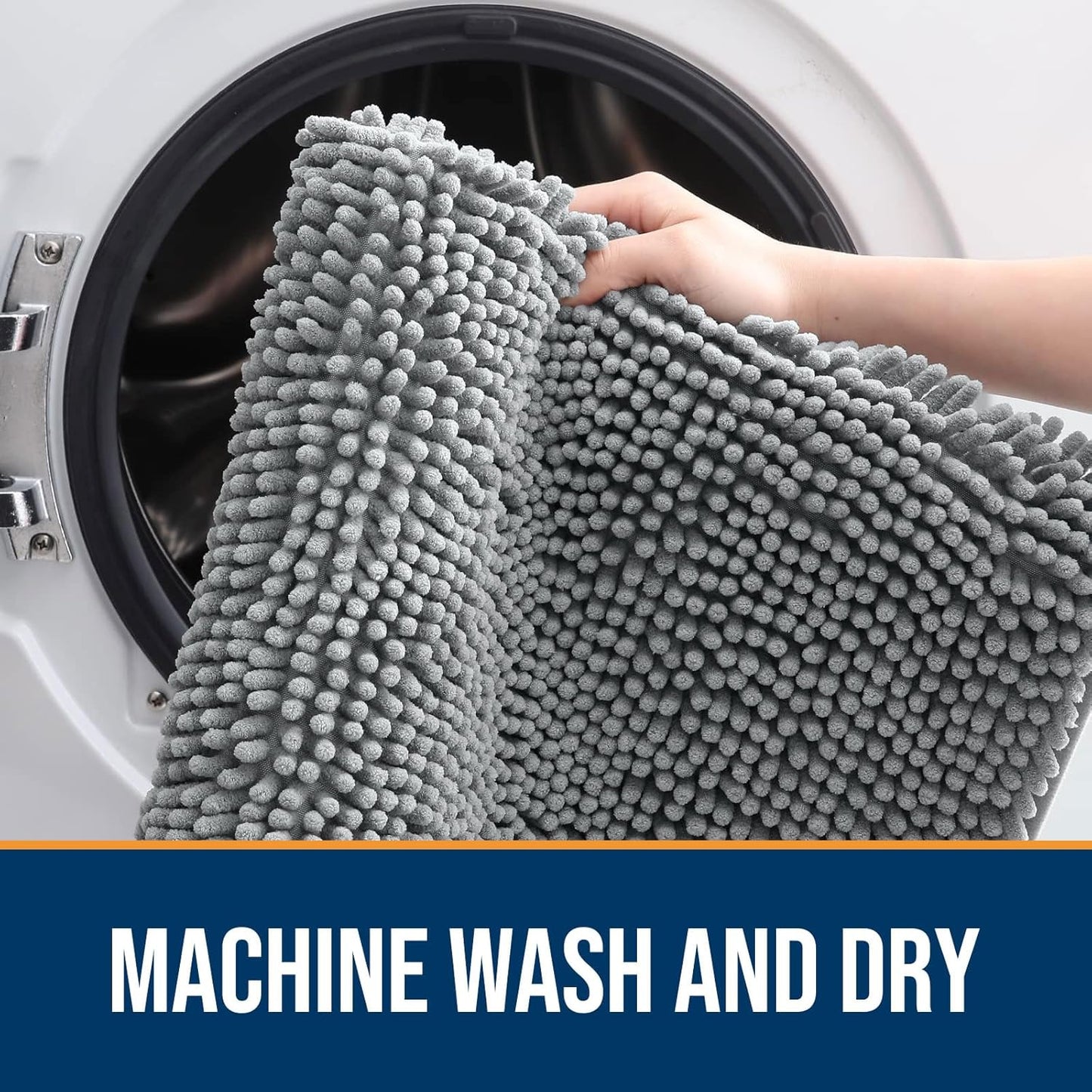 OLANLY Dog Door Mat for Muddy Paws 70x24, Absorbs Moisture and Dirt, Absorbent Non-Slip Washable Doormat, Quick Dry Chenille Mud Mat for Dogs, Entry Indoor Entryway Carpet for Inside Floor, Grey