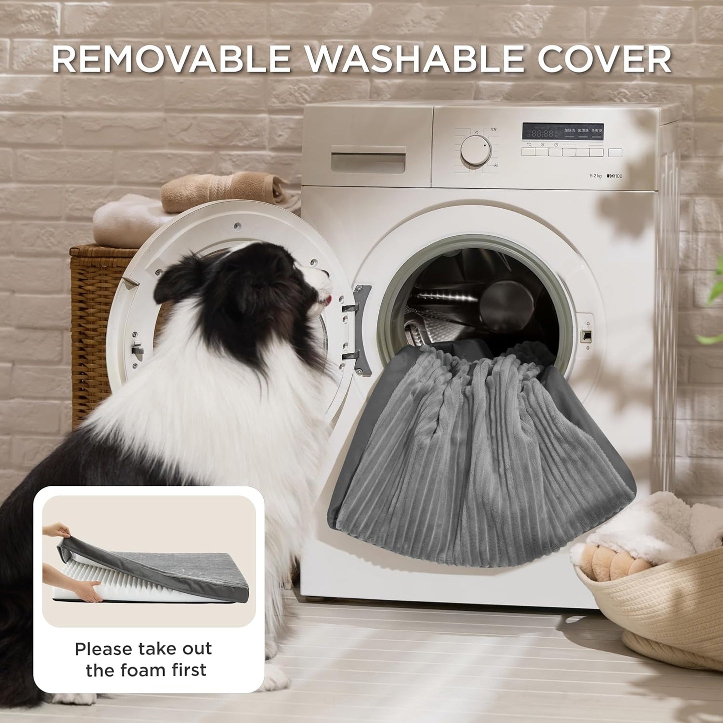 Bedsure XL Dog Bed for Crate - Large Orthopedic Pet Beds with Removable Machine Washable Cover, Egg Crate Foam Puppy Pad, Suitable for Pet Up to 80 lbs, 41"x27"