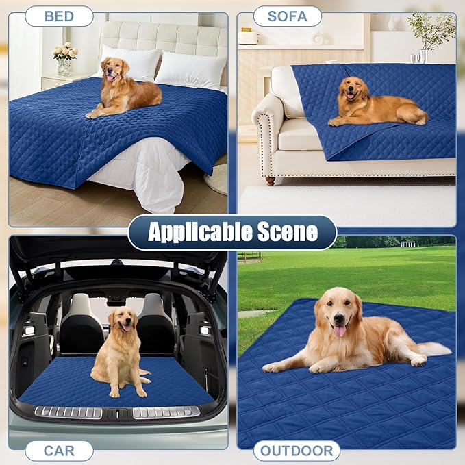 Smiry Waterproof Dog Bed Cover Pet Blanket, Soft Washable Dog Blanket for Furniture Bed Couch Sofa Reversible, Checkered (40"x70", Navy/Navy)