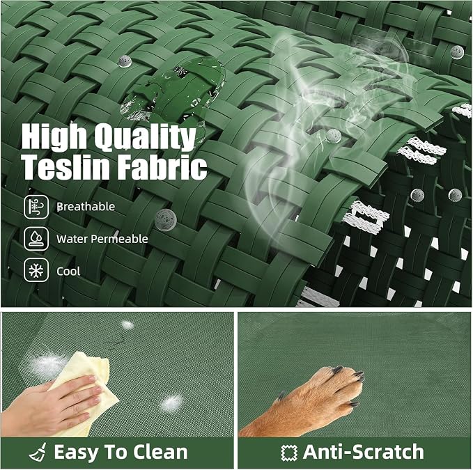 Simple Trending Raised Dog Bed for Large Dogs, Waterproof XL Dog Cot, Outdoor Cooling Elevated Pet Bed, 47.75" x 30.5", Green | Pet Bed for Large Dogs, Waterproof Cover, Breathable mesh, Non-Slip Feet, Suitable for Indoor or Outdoor Use, 47.75" x 30.5"