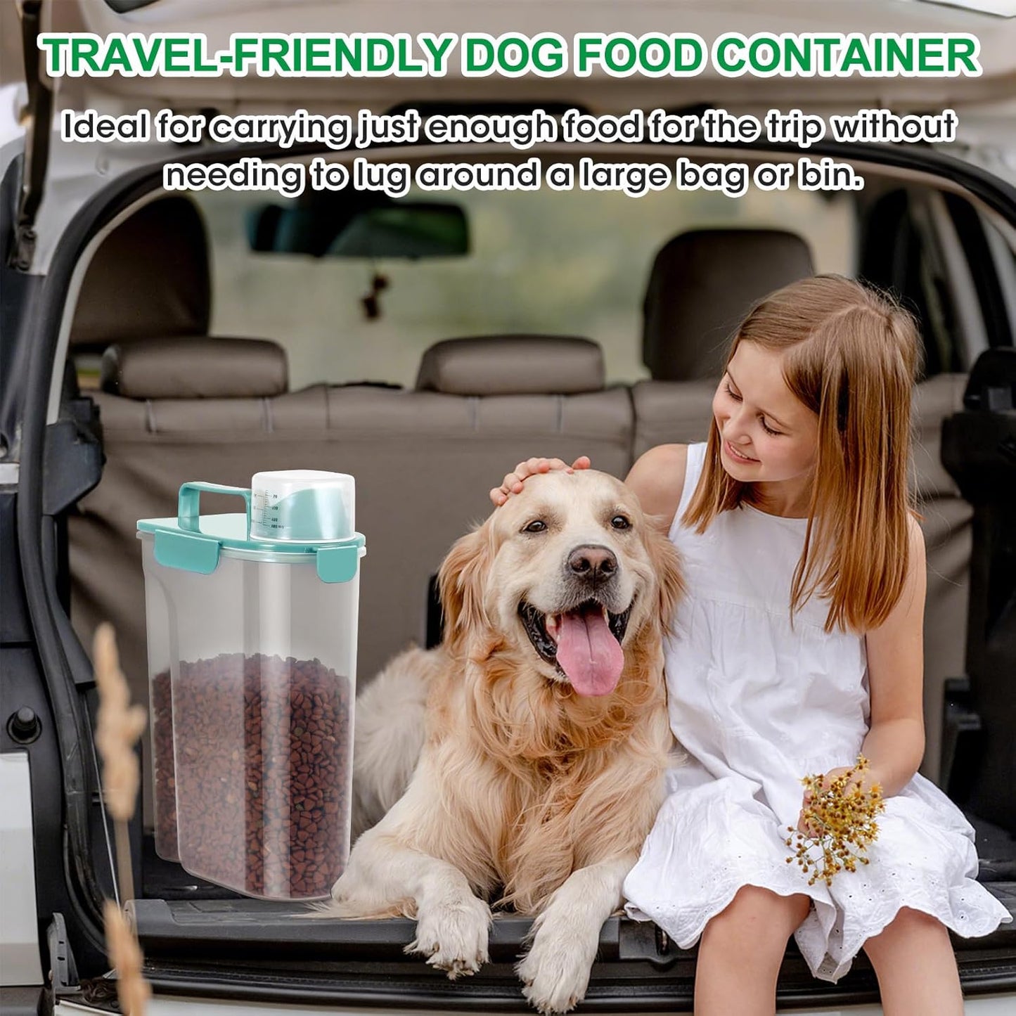 TBMax Pet Food Storage Containers 2 Pack 10 to 14 Lbs Airtight Dog Food Container Dispenser with Large Spout & Portable Handle, Travel Dog Treat Cat Food Storage Bin Bird Seed Container