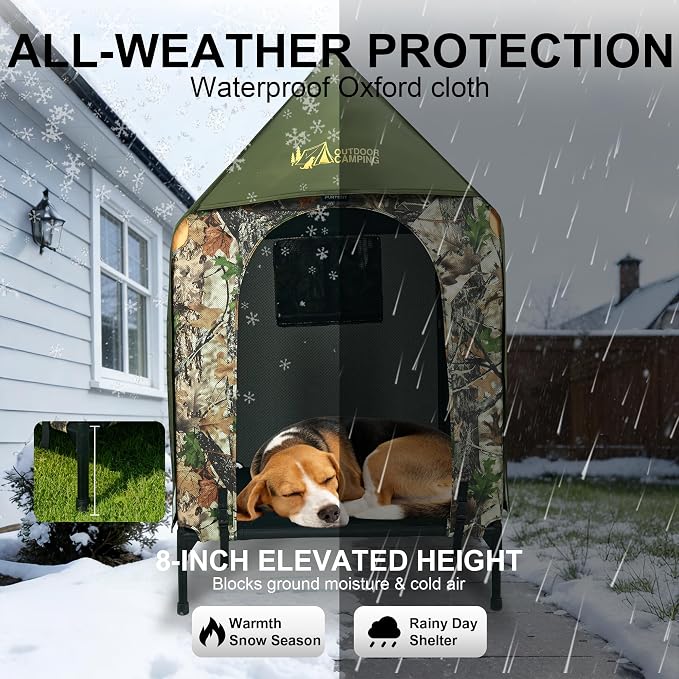 Large Dog House Outdoor - Weatherproof 2-in-1 Elevated Dog Bed Tent, Size S | 2-in-1 Elevated Dog Bed Tent, Weatherproof, Extra Large Dog House, Outdoor, Indoor
