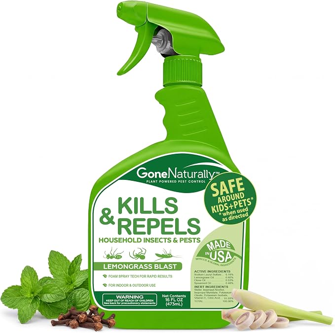 Lemongrass Oil Spray for Bugs– Insect Repellent & Bug Spray for Home– Kills & Repels Ants, Roaches, Spiders, Flies, Mosquitoes & More– Safe for Kids & Pets– Indoor & Outdoor Use (16oz)