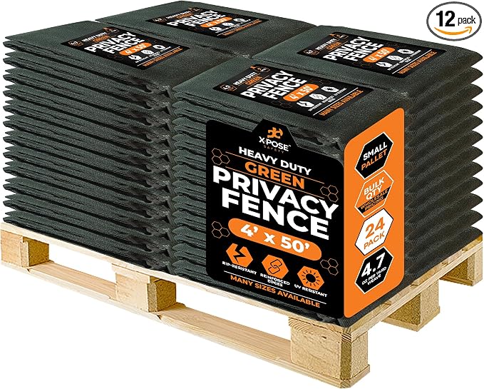 Xpose Safety Privacy Fence Screen 4’ x 50’ (12 Pack) – Heavy Duty Green Mesh with 90% Visibility Block, UV Protection – for Garden, Yard, Nursery, Kennel, Dog Run, Greenhouse