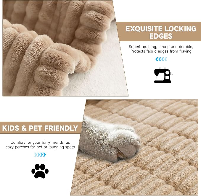 OTOB Couch Cover for Dogs Washable, Non Slip Plush Sofa Covers for 3 Cushion Couch, Fuzzy Pet Friendly Mat Bed Furniture Protector Sofa Slipcover, All Seasons (Coffee, 27.6" x 70.9")
