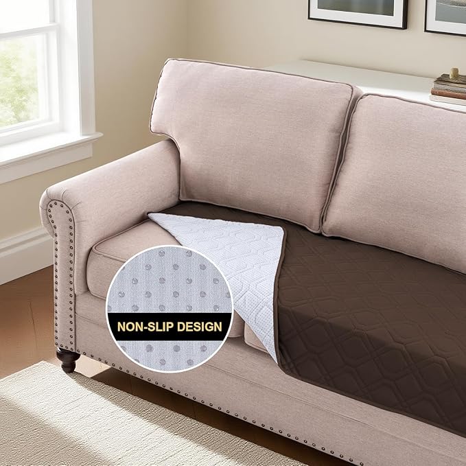 PrinceDeco Waterproof Dog Blanket Replacement Dog Bed Cover with Anti-Slip Back Washable Large Pet Blanket for Furniture Bed Couch Sofa32x74 Inch,Brown