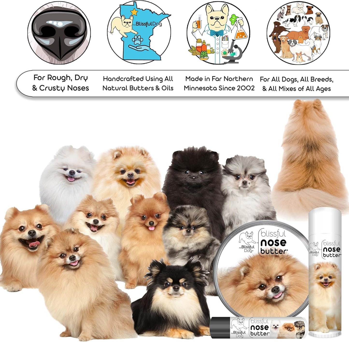 The Blissful Dog Pomeranian Unscented Nose Butter - Dog Nose Butter, 1 Ounce