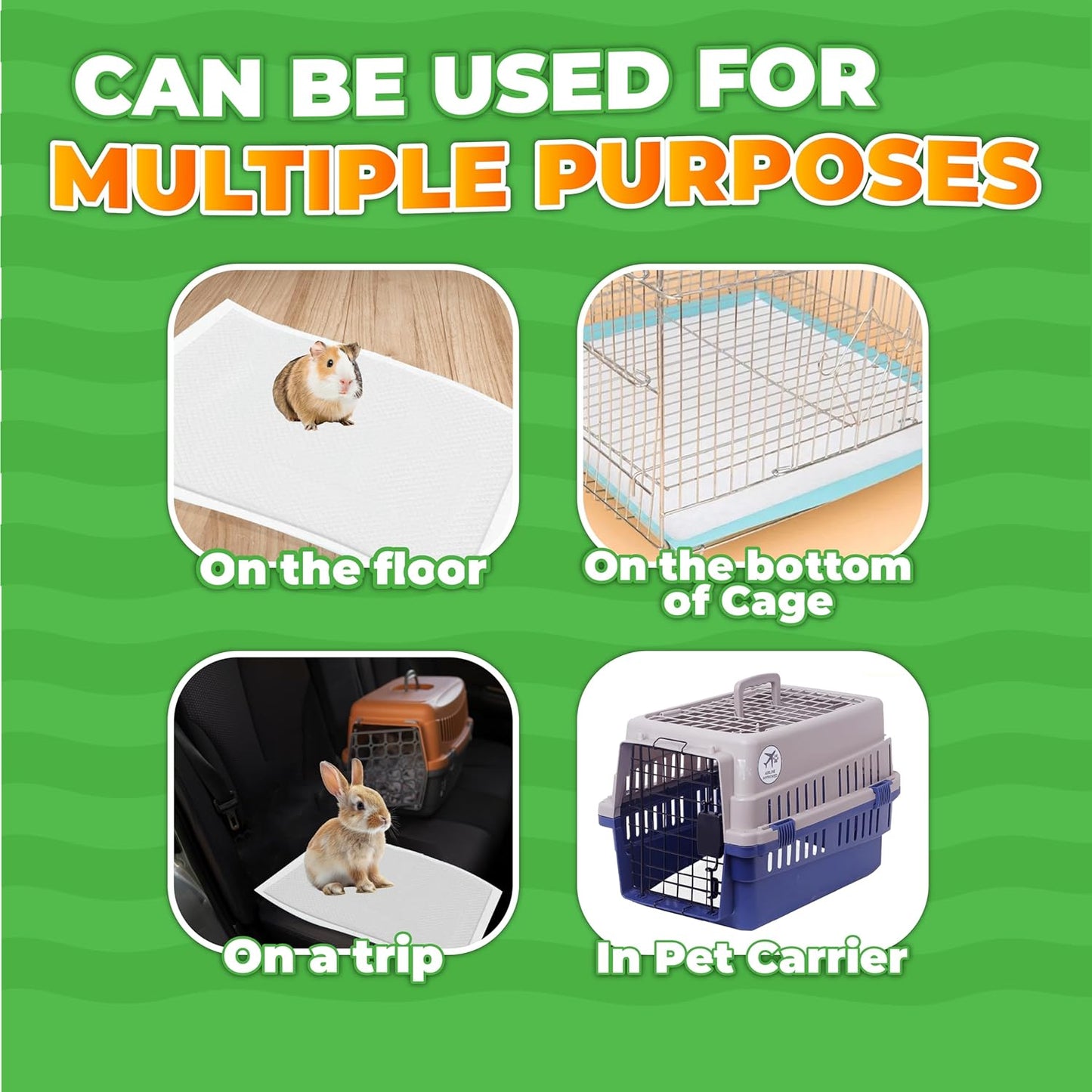 14"" X 18"" Disposable Guinea Pig Cage Liners 50 PCS, Rabbit, Hedgehog, Hamster, Chinchilla, Cat, Reptile and Other Small Animals