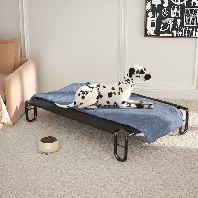 FAYDUDU Elevated Dog Bed Portable Raised Dog Beds with Washable Mesh Cooling Breathable Elevated Pet Bed Large for Indoor and Outdoor Use