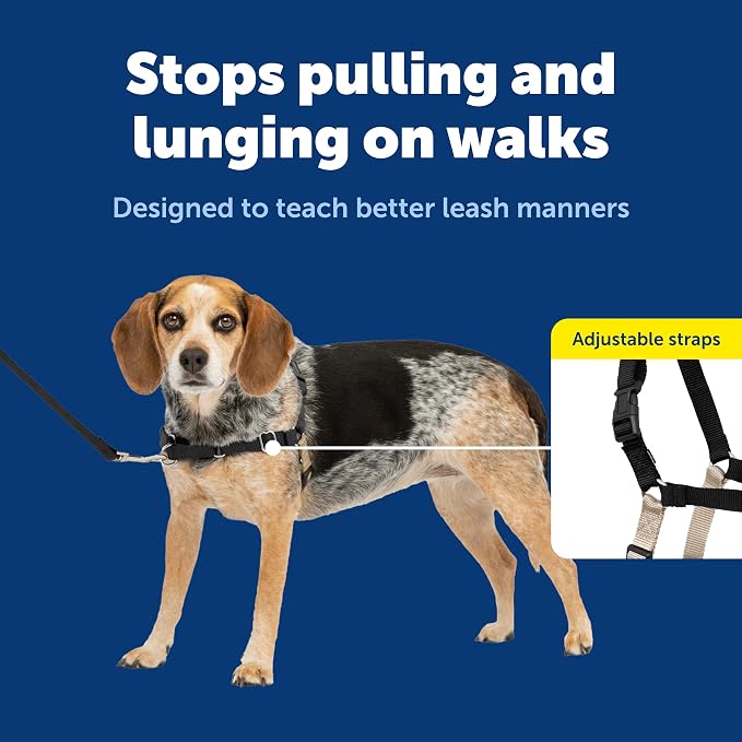 PetSafe Easy Walk Harness, No Pull Dog Harness, Black, Small/Medium | Patented Martingale Loop Gives Gradual Shoulder Pressure to Stop Pulling, Front-Chest Leash Clip Prevents Gagging