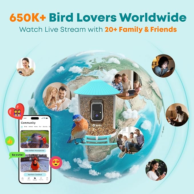 NETVUE by Birdfy Smart Bird Feeder with 2K AI Camera, Auto Capture Videos & Motion Detection, Live Steam, Wireless Wildbird Watching, Ideal Gift for Outdoor Backyard Birder(AI by Subscription)