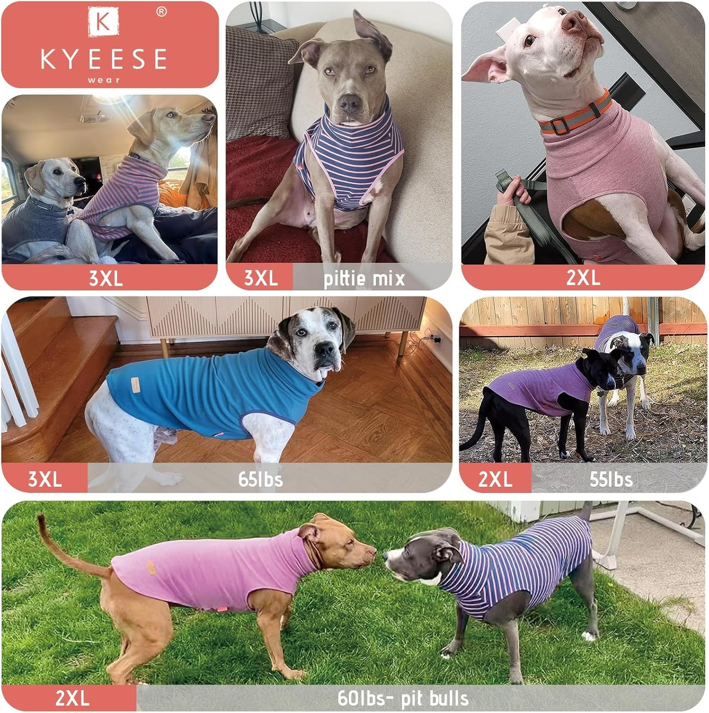 KYEESE 2Pack Dog Sweater Turtleneck Pet Clothes Warm Dogs Coats Stretchy Large Dog Sweaters for Medium Dogs Boy Pullover Pet Sweatshirt