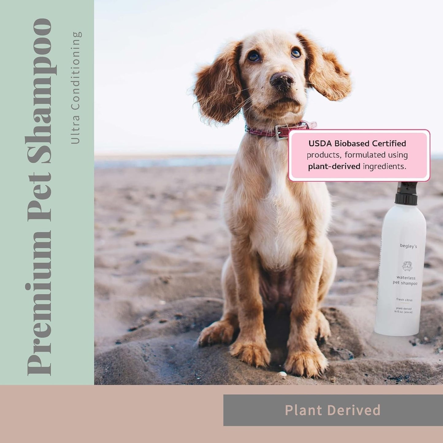 Begley's No Rinse Waterless Pet Shampoo, Bathless Cleaning, Deodorizing, and Odor Removal for a Shiny, Fresh Smelling Coat - Effective for Dogs, Puppies, and Cats - Fresh Oatmeal Mango Scent