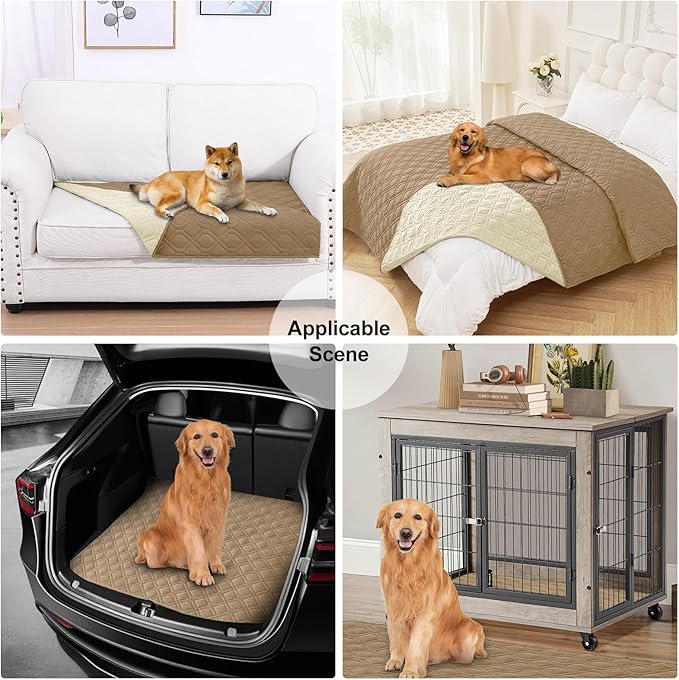 Smiry Reversible Waterproof Couch Covers for Sofa, Washable Dogs Pet Couch Covers for 3 Cushion Sofa Pet Friendly, Water Resistant Furniture Protector Slipcover, Geometric (30"x70", Camel/Beige)