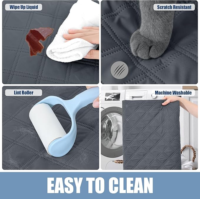 Smiry Waterproof Dog Bed Cover Pet Blanket, Soft Washable Dog Blanket for Furniture Bed Couch Sofa Reversible, Checkered (30"x90", Dark Grey/Black)