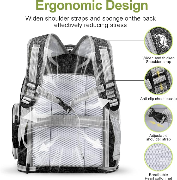 Cawypety Expandable Cat Backpack,Cat Bubble Backpack Carrier for Carrying Cats, Pets and Small Dogs,Airline-Approved,Designed for Travel, Hiking, Walking,Car （Black