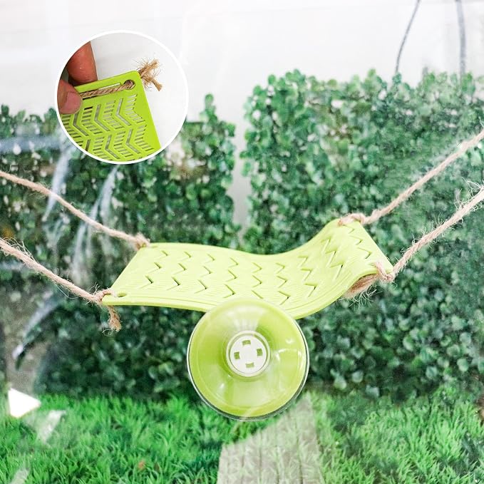 Plastic Frog Hammock with Suction Cup, Frog Habitat Platform, Reptile Decorations for Terrarium, Frog Tank Accessories, Terrarium Decor for Tree Frog, African Dwarf Frog, Frog and Toad