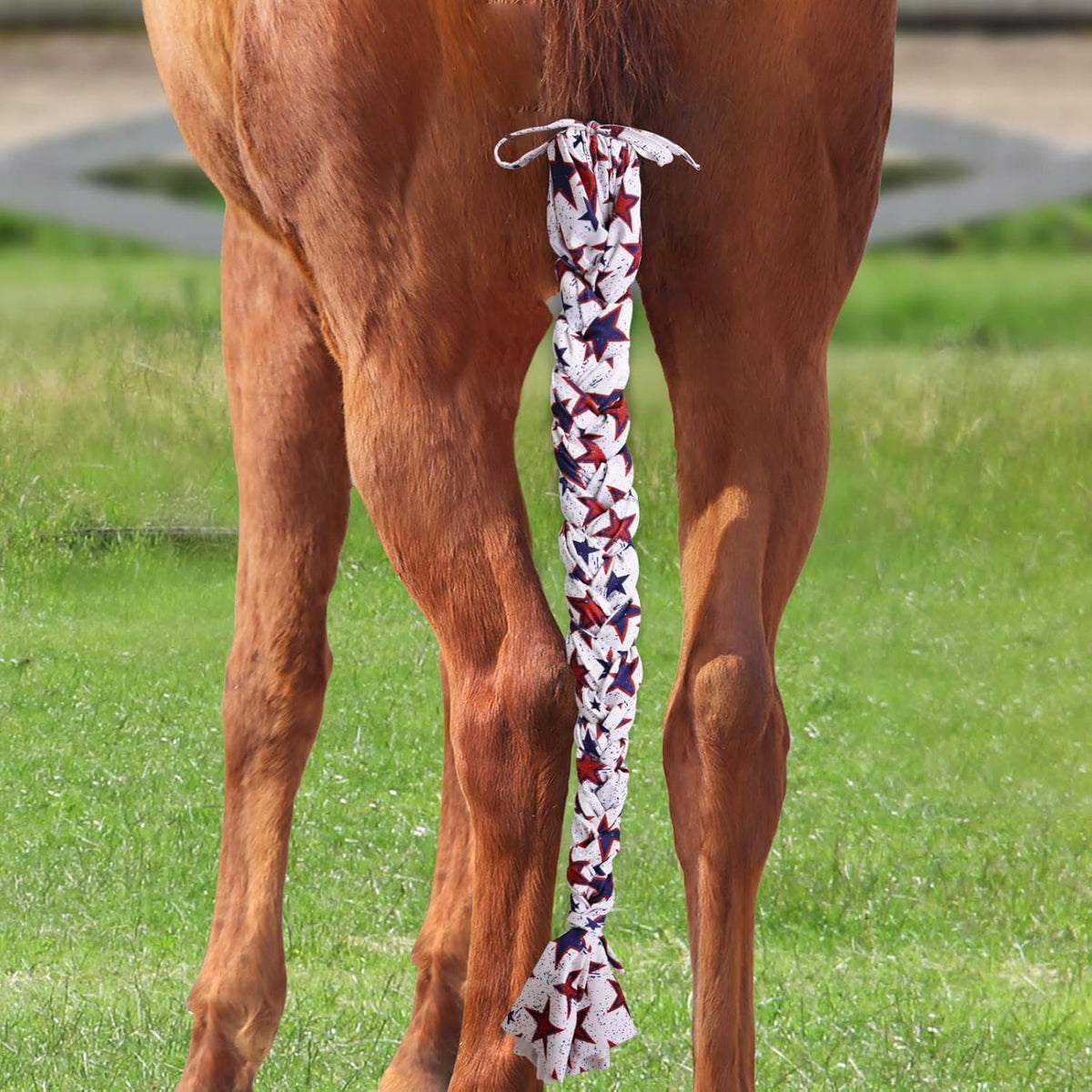 Harrison Howard 3 Tube Stretchy Fabrics Adjustable Closure Lightweight Horse Tail Bag for Horses Braid-in Tail Bag