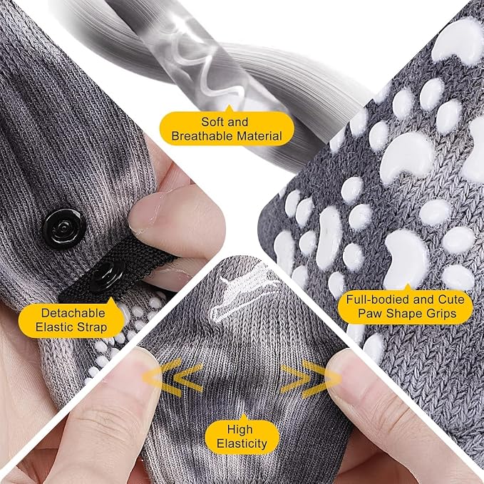 EXPAWLORER Anti Slip Dog Socks to Prevent Licking Paws, Dog Shoes for Hot Pavement, Dog Booties for Small Medium Large Senior Dogs, Traction Control Boots & Paw Protectors for Hardwood Floors