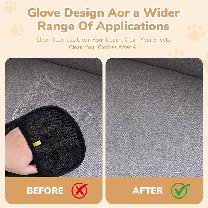 TZKGZP Pet Hair Removal Gloves, Electrostatic Pet Hair Grooming Gloves for Dog & Cat, Reusable for Carpet, Clothing,Furniture,Clothing, Couch,Bed,Curtain-4 PCS