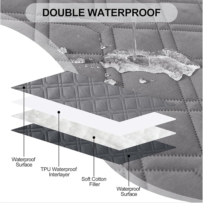 Smiry Reversible Waterproof Couch Covers for Sofa, Washable Dogs Pet Couch Covers for 3 Cushion Sofa Pet Friendly, Water Resistant Furniture Protector Slipcover, Geometric (52"x82", Grey/Dark Grey)