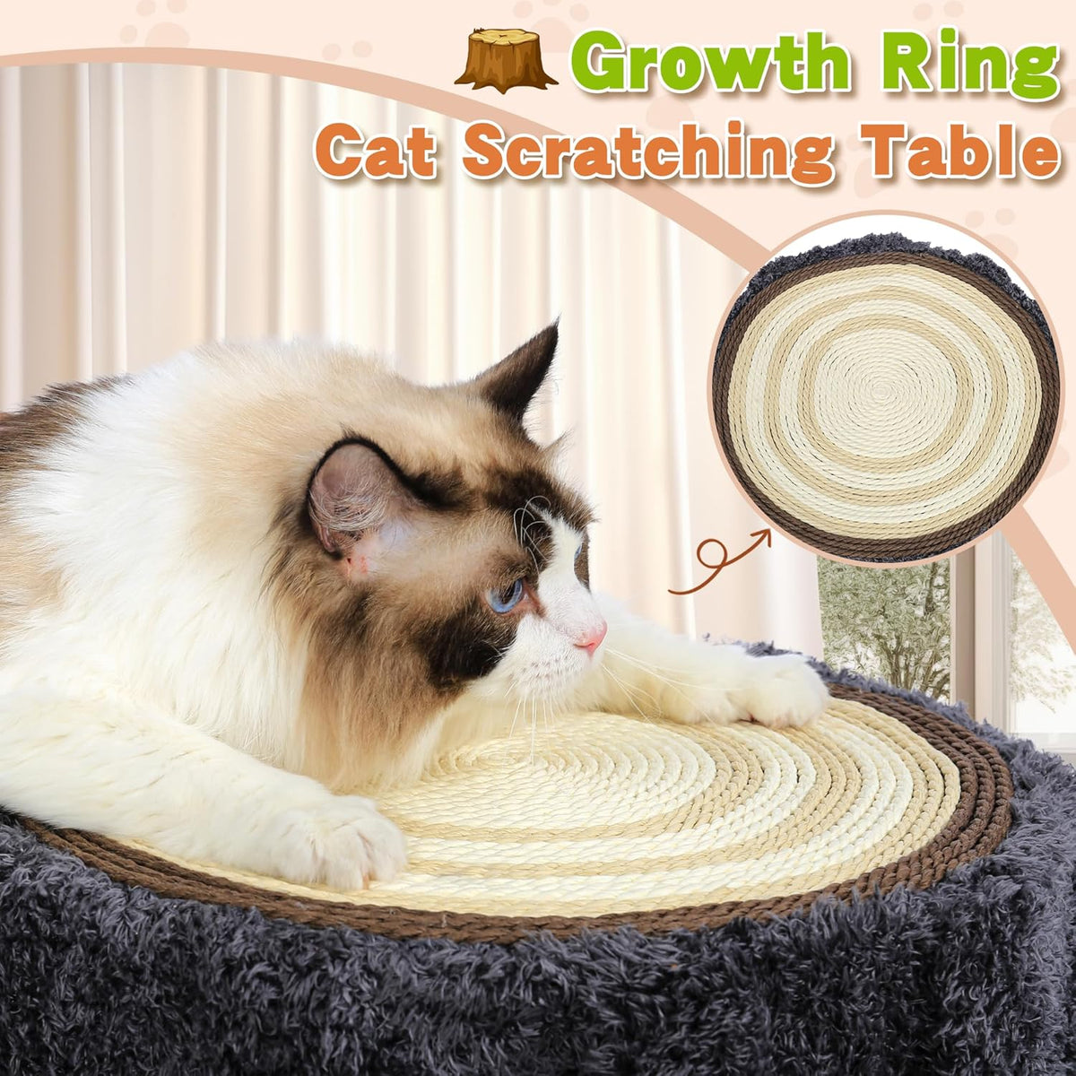 NUNU Cat Tree Tower with Scratch Table ＆ Soft Cushion, Cat Condo Tree Cave for Small Kittens, Cat House with Hanging Ball Toy for Indoor (Grey)