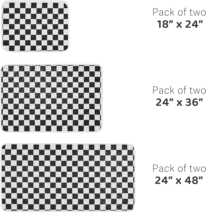 2 Pack Black Checkered Washable Pee Pads for Dogs, Checkered Reusable Dog Pee Pads, for Puppy Playpen, Crate, Whelping Box, Potty Training, Cute Aesthetic Absorbency, Leak-Proof Non-Slip