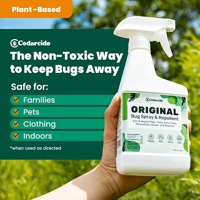 Cedarcide Original Bug Spray | Repel & Kill Fleas, Ticks, Mosquitoes, Mites, Ants & Chiggers | For use on People, Pets & Home | Natural Cedar Oil | Eco-Friendly | 8 Oz