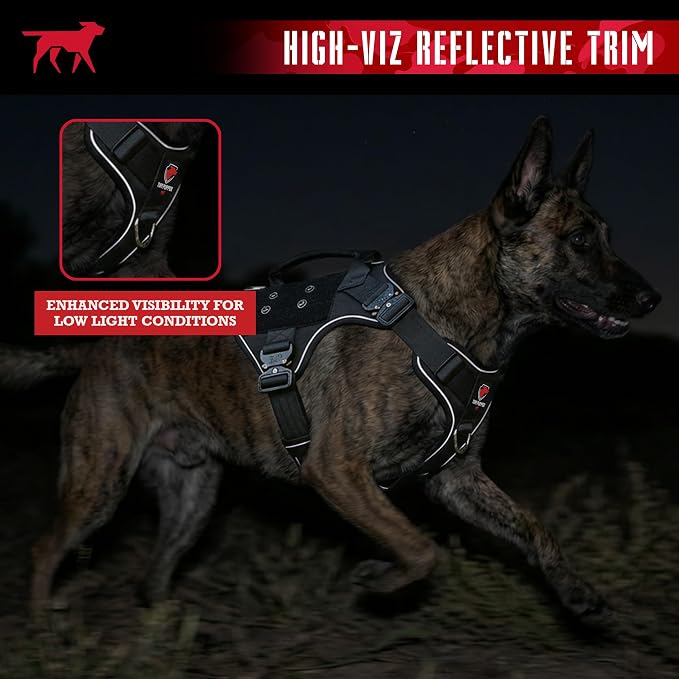 Tuff Pupper Elite Tactical Dog Harness | Dual Control Handles | Front & Back D-Rings | Fully Adjustable | Military Cobra Buckles | Heavy Duty Nylon Vest | Reflective MOLLE Dog Harness for Small Dogs