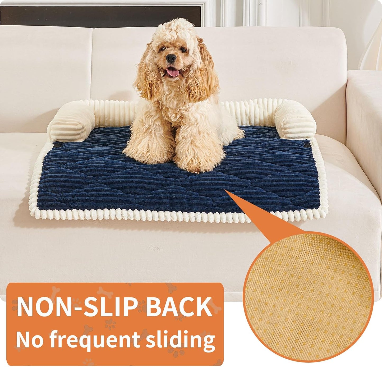 HAOMAIJIA Dog Couch Bed for Medium Dogs, Non Slip Pet Couch Covers for Sofa Thick Soft Washable Dog Couch Cover Protector All Seasons Universal Dogs and Cats Bed Mat (Navy Blue, Medium)