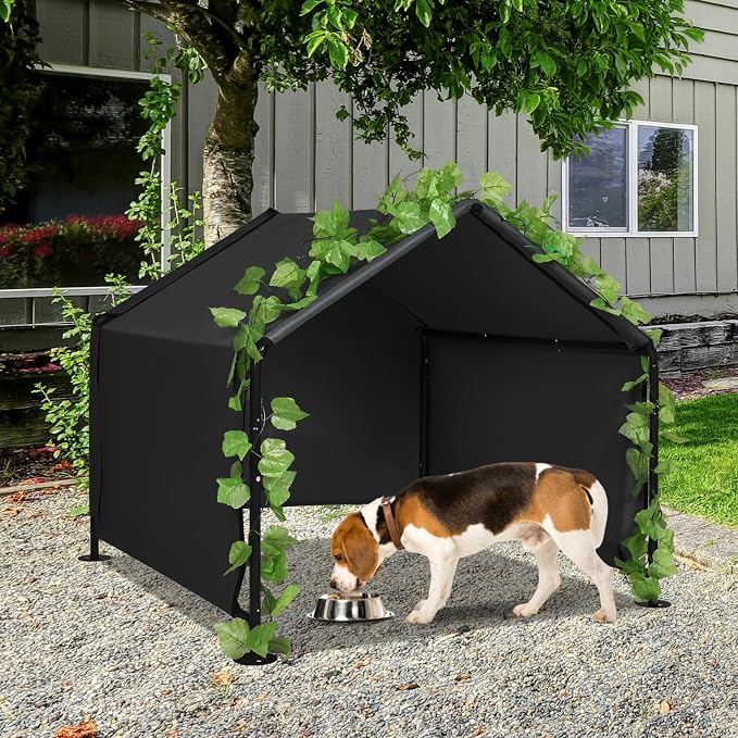 Large Dog Shade for Outside,4 x 4 x 3.3 ft Waterproof Dog Canopy House Tent | Large Pet Shelter Dog Tent with Upgraded Doors, Outside Sun Rain Snow Canopy Pet House for Dogs, Dog House for Small Animals