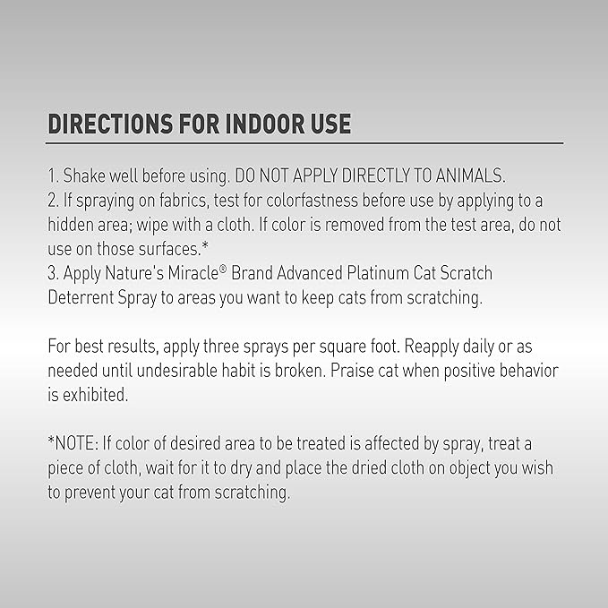Nature's Miracle Advanced Platinum Cat Scratch Deterrent Spray,8 Ounces,Discourages Destructive Scratching,(Pack of 2)