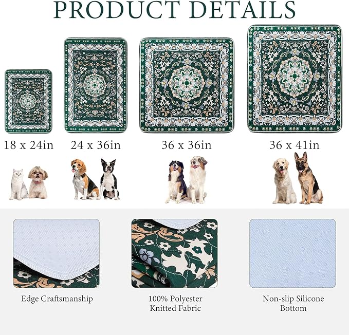 Homimp Washable Pee Pads for Dogs, 2 Pack Reusable Puppy Pads Waterproof, Absorbent and Leakproof Dog Pee Pads, Non Slip Puppy Training Pads, Pet Mat for Floor, Crate, Couch, Whelping,Green, 24"x36"