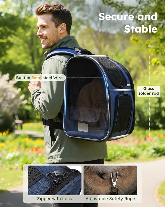 pecute Cat Carrier Backpack Expandable, Cat Backpack with Breathable Window