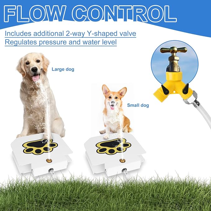 Dog Water Fountain Step On,Outdoor Paw Activated Drinking Pet Dispenser,Dog Water Sprinkler with 39.4" Hose for Drinking Fresh Water,Upgrade Copper Valve Set