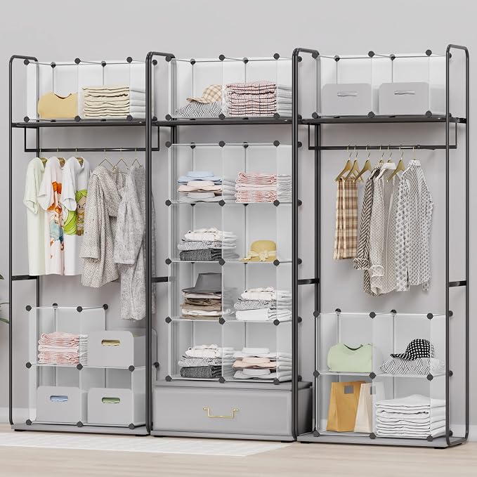 HOMIDEC Closet Organizers and Storage, 9 Cube Storage Organizer, Portable Closet Organizer Storage Cubes Shelves for Clothes, Bedroom, Wardrobe, Kids Room, Bathroom, Transparent | Portable Closet Organizer, Storage Cubes Shelves, for Bedroom, Kids Room...