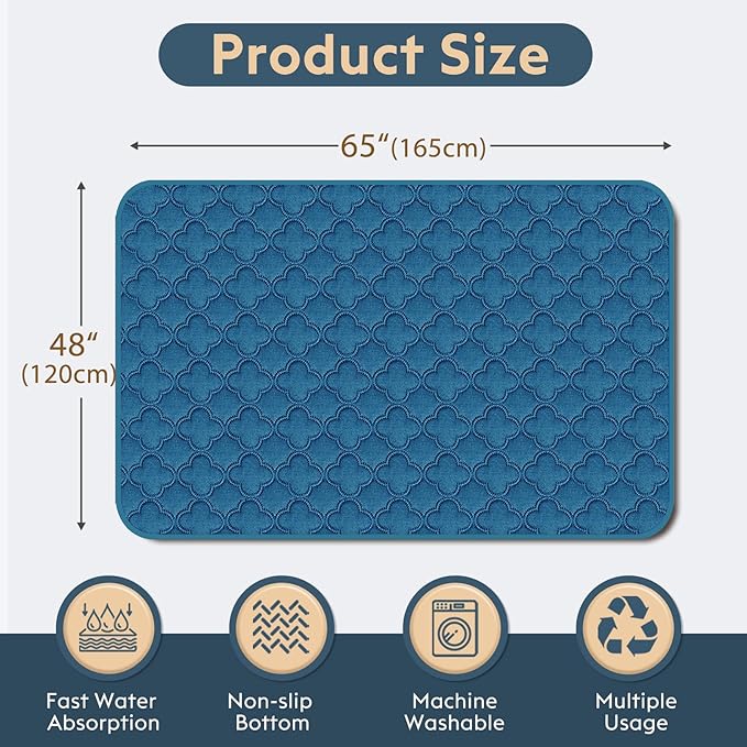 Washable Pee Pads for Dogs - 1 Pack Reusable Pee Pads，Waterproof Puppy Pads，Pet Training Pads，Super Absorbent with Dog Paw Shape Non-Slip Backing (Blue, 48" X 65" - 1 Pack)