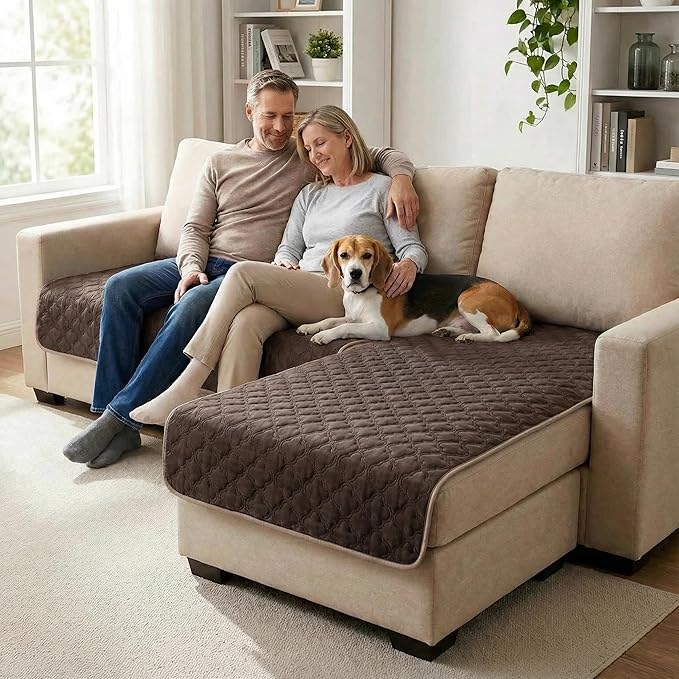 Waterproof Dog Blanket, Couch Cover for Dogs Washable, Reversible Dog Bed Cover, Couch Furniture Protector. (Dark＆Light Brown, 40 X 50 Inch - 1 Pack)