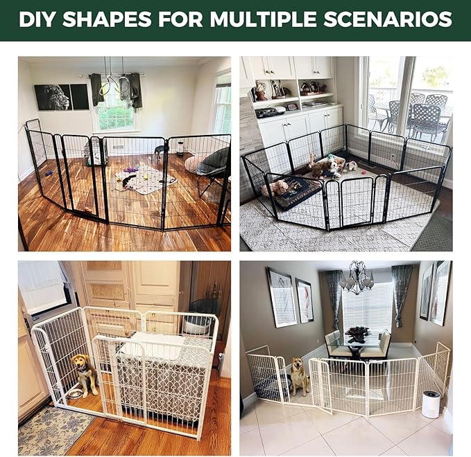 FXW Homeplus Unleashed Indoor Dog Playpen - Stress-Free and Safe Play, Heavy Duty 24 Inch 32 Panels Dog Pen for Puppy and Small Dogs, White│Patented