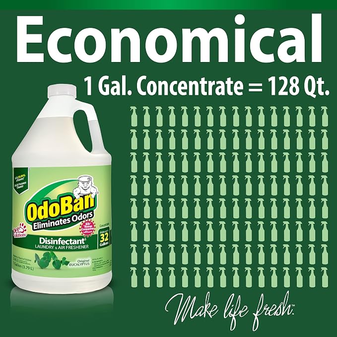 OdoBan Disinfectant Odor Eliminator and All Purpose Cleaner Concentrate, Original Eucalyptus Scent, 1 Gallon