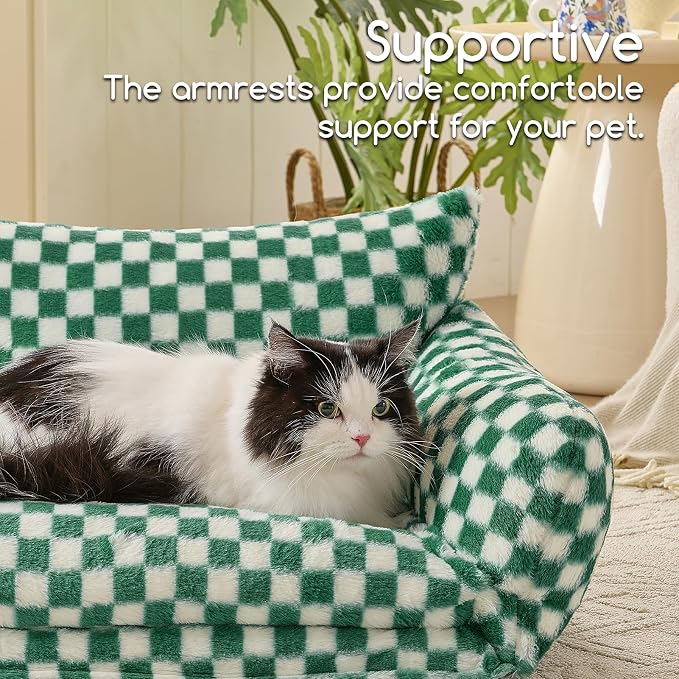 Hollypet Cat Bed Small Dog Orthopedic Couch Beds for Pets up to 20 lbs | Fluffy Multifunctional Double-Layer Warming Kitten Pet Couch Orthopedic Beds with Machine Washable Cover and Non-Slip Bottom