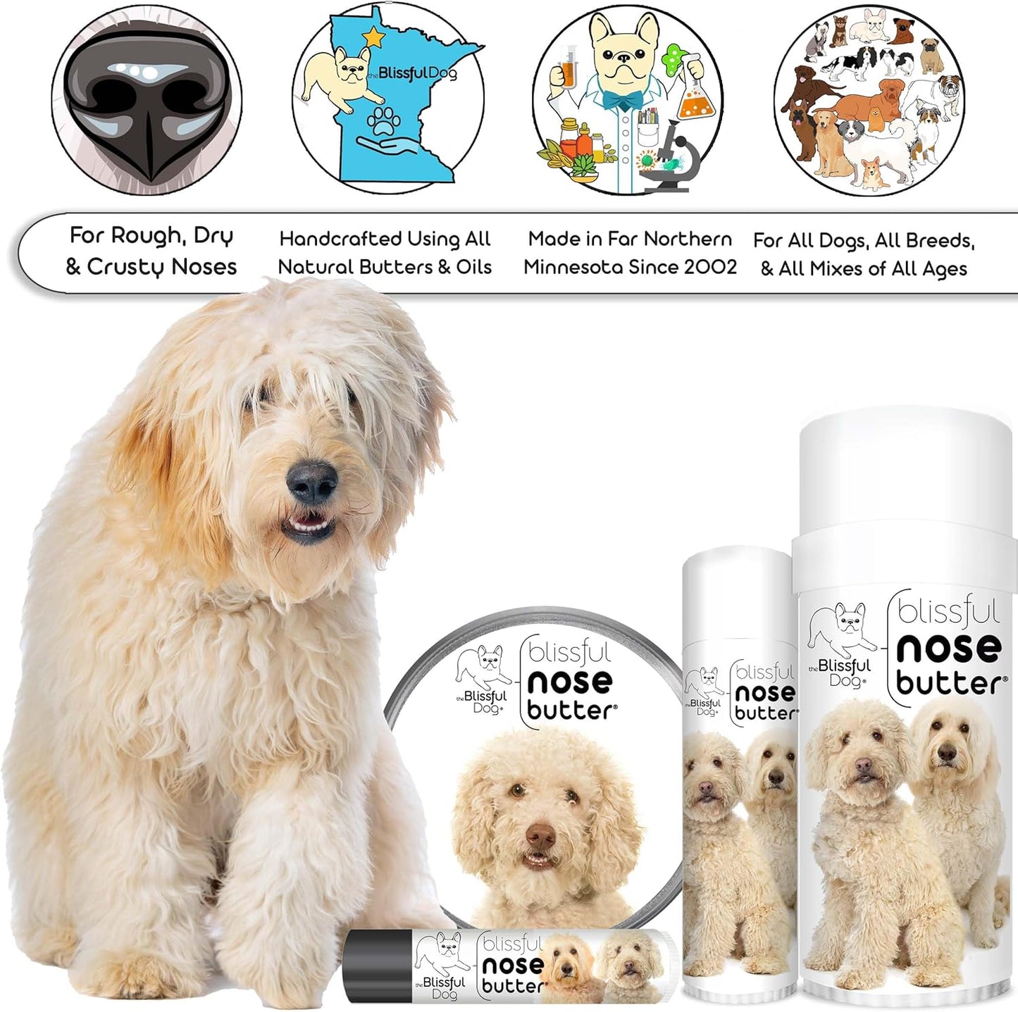 The Blissful Dog Goldendoodle Unscented Nose Butter - Dog Nose Butter, 1 Ounce