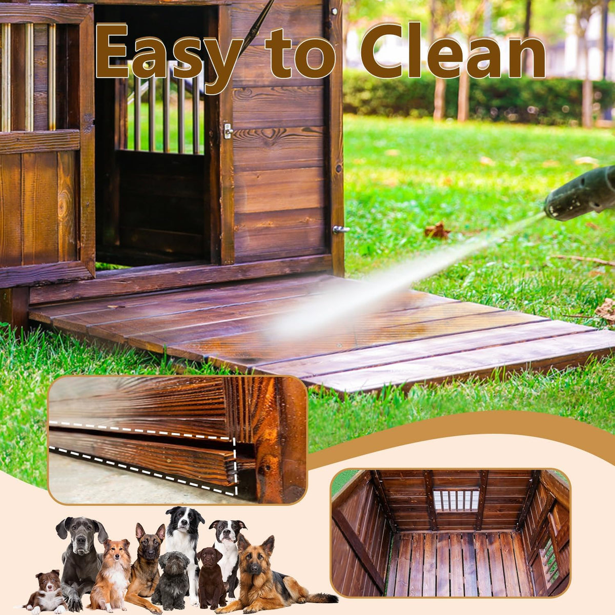 Dog House for Large Dogs Outside with Door and Adjustable Window, Big Dog House Outdoor Weatherproof with Removable Floor, Extra Large Pet House, 7XL